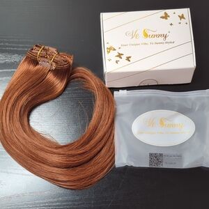 16 Inch 120 G 7 Pieces Clip In Real Human Hair Extensions Auburn Copper